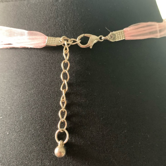 Necklace heart pink ribbon choker - Picture 6 of 8